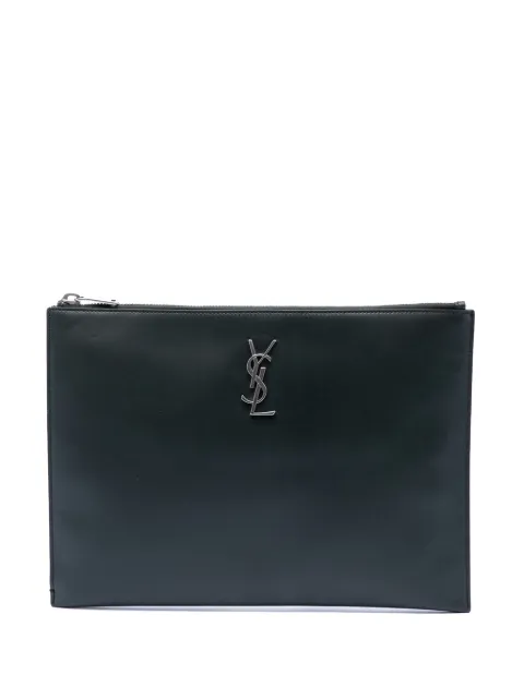 Saint Laurent Pre-Owned 2018 Leather Monogram Ipad Case clutch bag Blue 7WHD2RI13Z7GG5RT