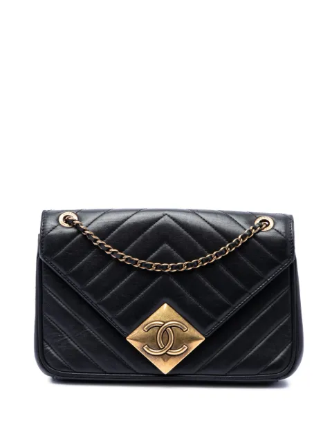 CHANEL Pre-Owned 2015-2016 CC Quilted Lambskin Pyramid Flap crossbody bag Black VOAXS9U7G9VRSLL5