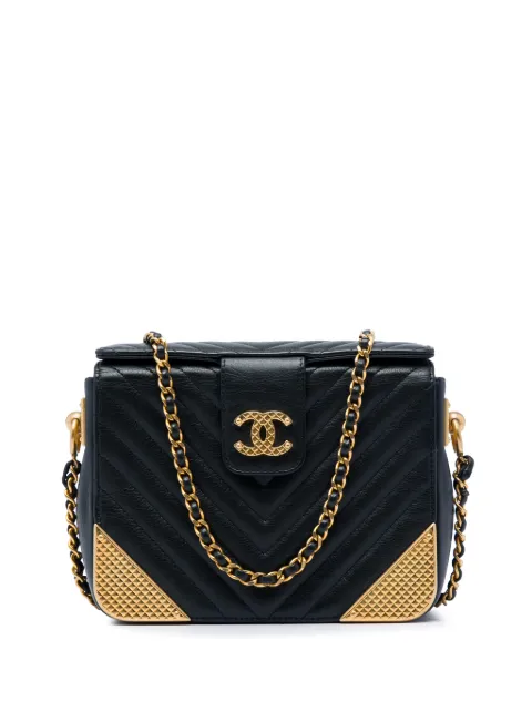 CHANEL Pre-Owned 2018 CC Chevron Calfskin Rock The Corners Minaudiere Bag crossbody bag Black 7B5POHH2M767AWWM