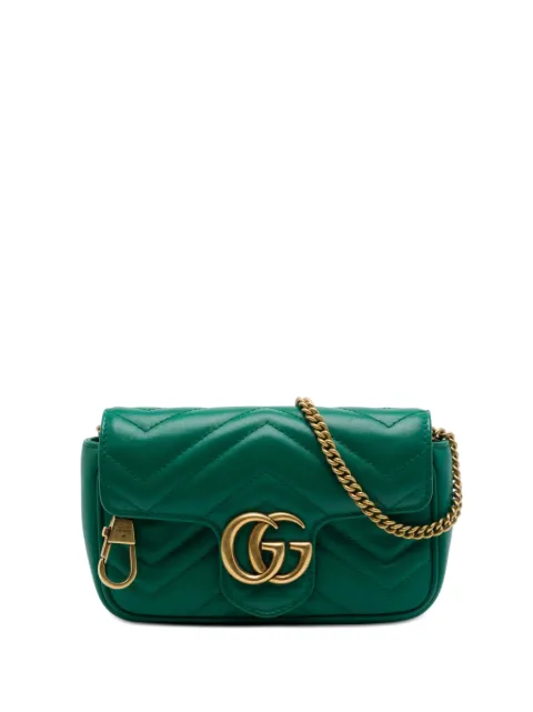 Gucci Pre-Owned 2016-2026 Mini GG Marmont Matelasse Calfskin Flap crossbody bag Green V7RW3E0ASI93KYSV