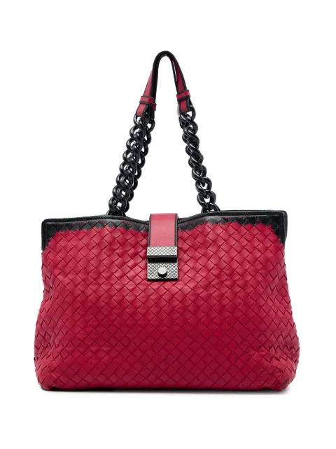 Bottega Veneta Pre-Owned 2012-2026 Nappa Intrecciato Karung Glass tote bag Red 61J5MSQVALTMWPGK