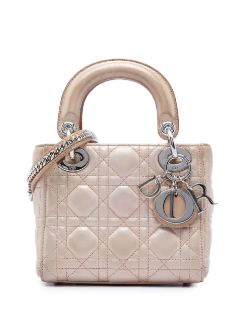 Christian Dior Pre-Owned 2015 Mini Iridescent Lambskin Cannage Lady Dior satchel Pink 5HAME9EUW0NAZ3LL