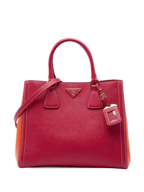 Prada Pre-Owned 2013-2026 Bicolor Saffiano Lux satchel Orange RWNNJI8VNWQD8AC2