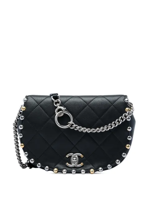 CHANEL Pre-Owned 2018 Small Quilted Lambskin Studded Bubble Flap crossbody bag Black R92WPYQ2YVYEQRJ0