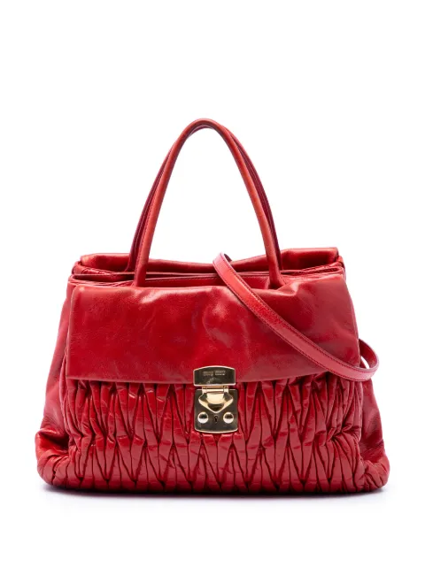 Miu Miu Pre-Owned 2010-2026 Matelasse Nappa Lux Bauletto Convertible Handbag satchel Red 3BEM66OLWLHVJE04
