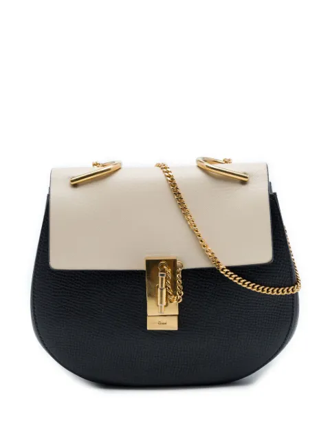 Chloé Pre-Owned 2015 Small Bicolor Smooth and Grained Calfskin Drew crossbody bag White QPWCBQ7AREDYHR2W