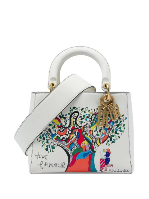 Christian Dior Pre-Owned 2018 Niki de Saint Phalle Medium Calfskin Vive L amour Lady Dior satchel White 2GSDX1N8RLTEBXP8