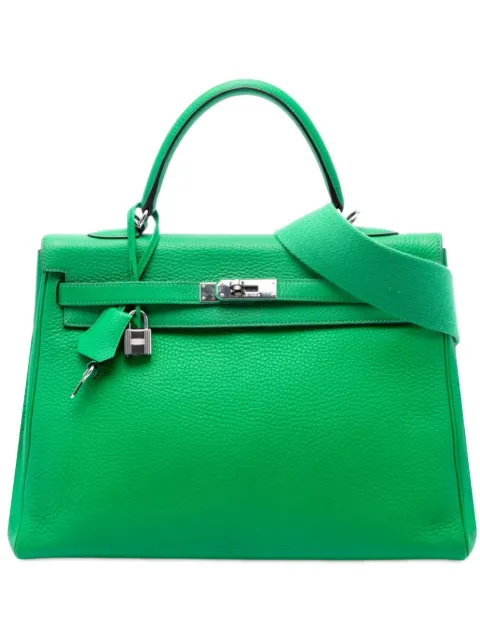 Hermès Pre-Owned 2023 Clemence Kelly II Retourne 35 satchel Green PCM8GVNDHTC86C8K