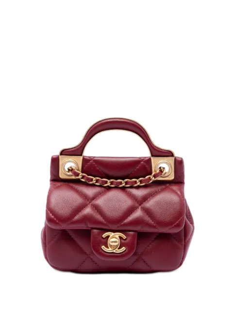 CHANEL Pre-Owned 2021 Quilted Calfskin Lady Card Holder with Chain Top Handle Bag satchel Red 22LL2FNEDACTT20K
