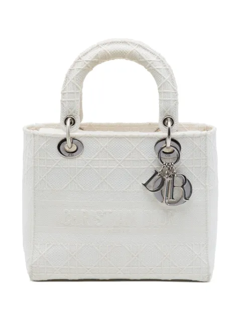 Christian Dior Pre-Owned 2020 Medium Embroidered Canvas Cannage Lady D Lite satchel White 0MXSK4JN5UMOPCF0