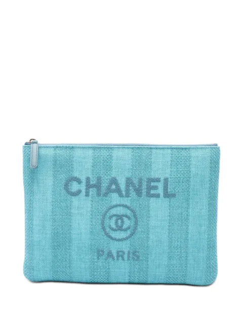 CHANEL Pre-Owned 2019 Medium Tweed Deauville O Case clutch bag Blue Q8W9FDN1VF6E8C27