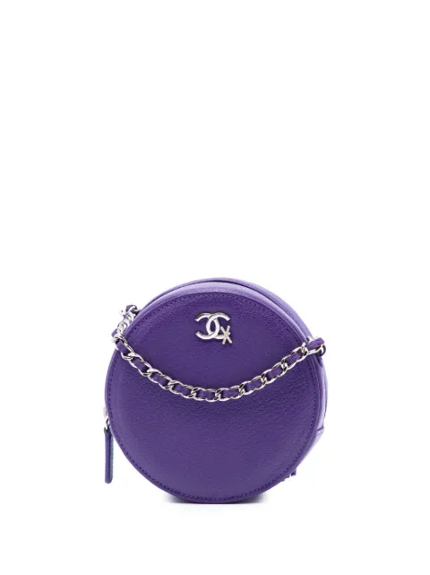 CHANEL Pre-Owned 2019 CC Goatskin Round Ski Clutch with Chain crossbody bag Purple 0TWNAWDQ87X6SQBJ