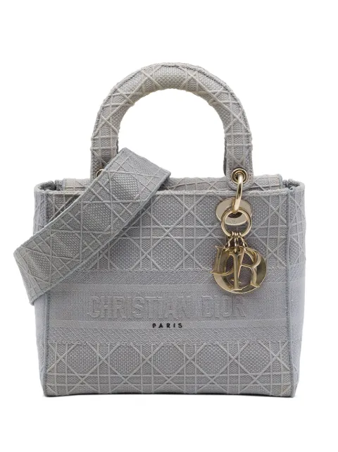 Christian Dior Pre-Owned 2020 Medium Embroidered Canvas Cannage Lady D Lite satchel Grey P17FDCGQVXE9I7J5