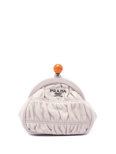 Prada Pre-Owned 2013-2026 Nappa Gaufre Kiss Lock Purse coin pouch White OUZVDR7UZ7OIYIDA