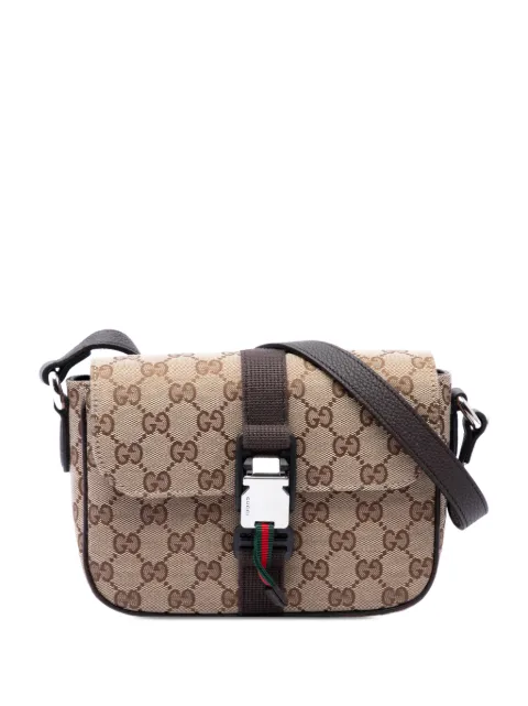Gucci Pre-Owned 2016-2026 GG Canvas Web Buckle Flap crossbody bag Neutrals OAGROLPY6H8UOCKB