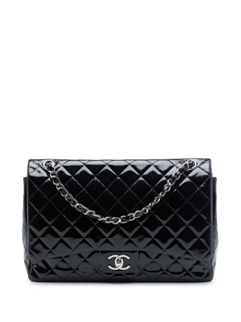 CHANEL Pre-Owned 2013-2014 Maxi Classic Patent Double Flap shoulder bag Black M6PDX3GW2OUMWDUD
