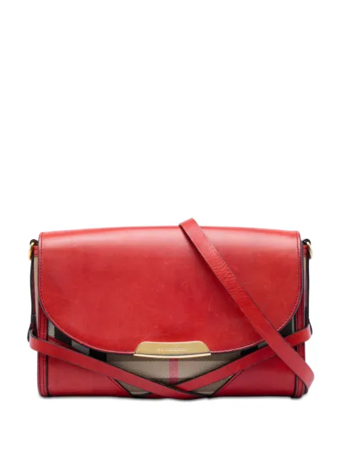Burberry Pre-Owned 2000-2017 Leather and House Check Canvas Bridle Abbott crossbody bag Brown MTQSTNX4AFBQ3SIN