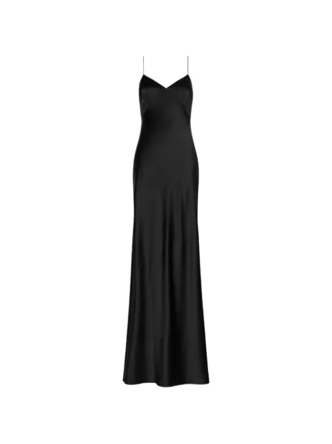 Pianoforte satin-finish spaghetti-strap maxi dress Black 2621226024600