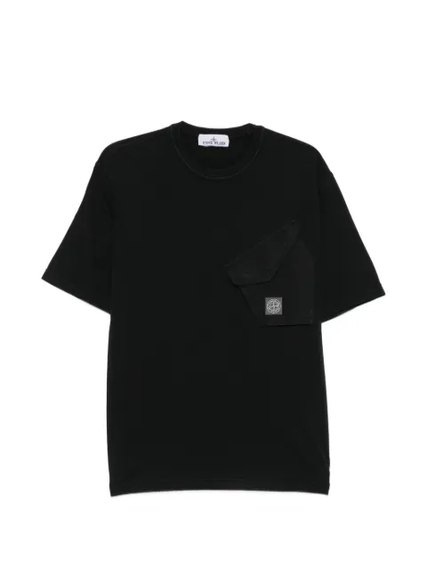 Stone Island logo-patch chest-pocket T-shirt Black L2S152100008S0500