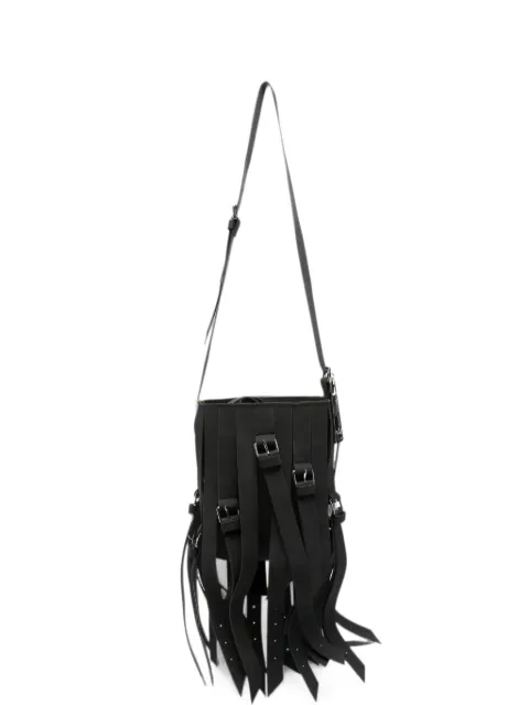 la milanesa buckle-detail fringed bucket bag Black SALLY