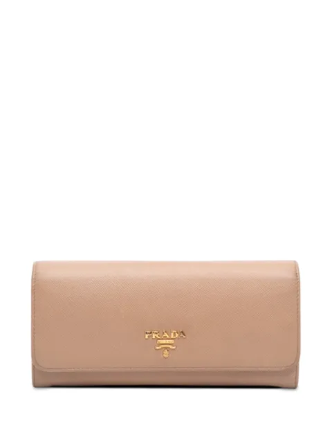 Prada Pre-Owned 2010-2025 Saffiano Continental Flap Wallet long wallets Neutrals YDNOMKDLBIK62AGZ