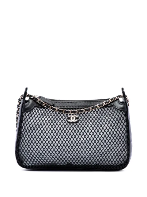 CHANEL Pre-Owned 2021-2026 CC Mesh and Shiny Lambskin Clutch with Chain shoulder bag Black 9NBVGZFFMF9ZHEH2