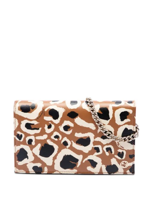 Gucci Pre-Owned 2000-2015 Calfskin Leopard Print Betty Wallet On Chain crossbody bag Brown 8FNASK69FFHRCXBB