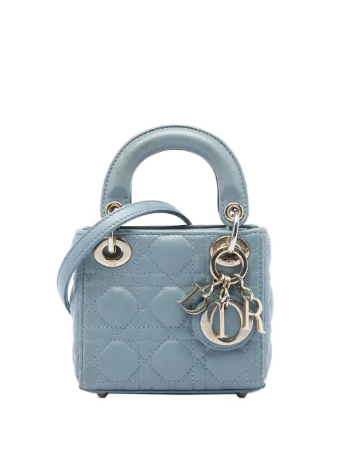 Christian Dior Pre-Owned 2021 Micro Lambskin Cannage Lady Dior satchel Blue 7CLW7QTYSKAF0TGR