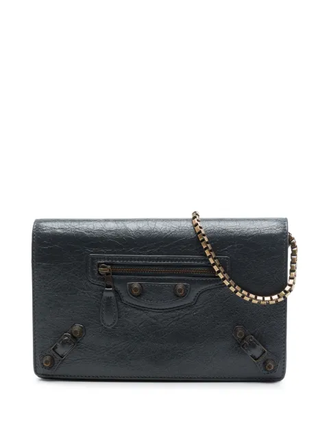 Balenciaga Pre-Owned 2016 Lambskin Motocross Giant 12 Wallet on Chain crossbody bag Grey 72BHV0C2UIK9A217