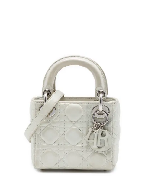 Christian Dior Pre-Owned 2016 Micro Iridescent Lambskin Cannage Lady Dior satchel Silver TZIGKASNWTQL8PXC