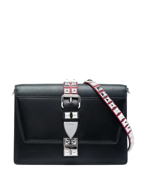 Prada Pre-Owned 2010-2026 City Calf and Saffiano Studded Elektra crossbody bag Black TC8GAQKCJF42KDM1