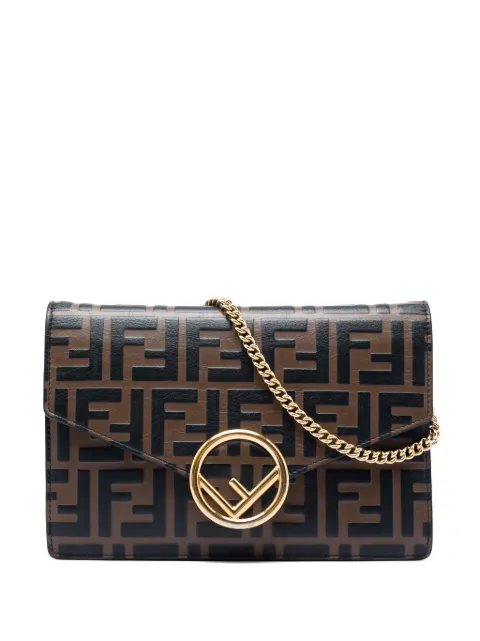 Fendi Pre-Owned 2010-2026 Zucca Embossed Leather F Is Fendi Envelope Wallet On Chain crossbody bag Brown RX9EW7RX596FHHJP