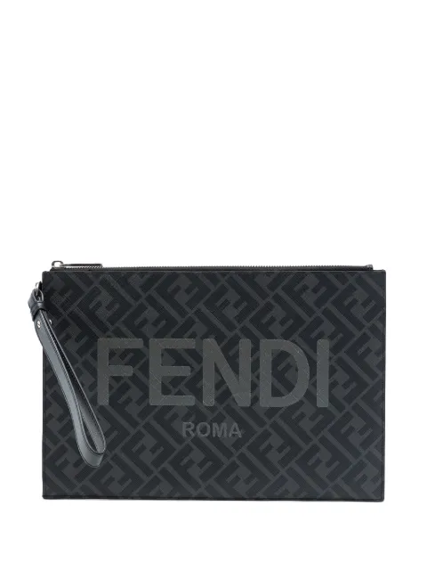 Fendi Pre-Owned 2010-2026 Zucca Coated Canvas FF 1974 Diagonal Logo Flat Pouch clutch bag Grey 0MEEIVCCXDCW7IQE