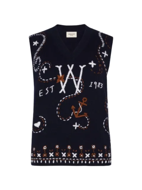 Weekend Max Mara intarsia-knit sleeveless virgin-wool sweater Blue 2625356012600