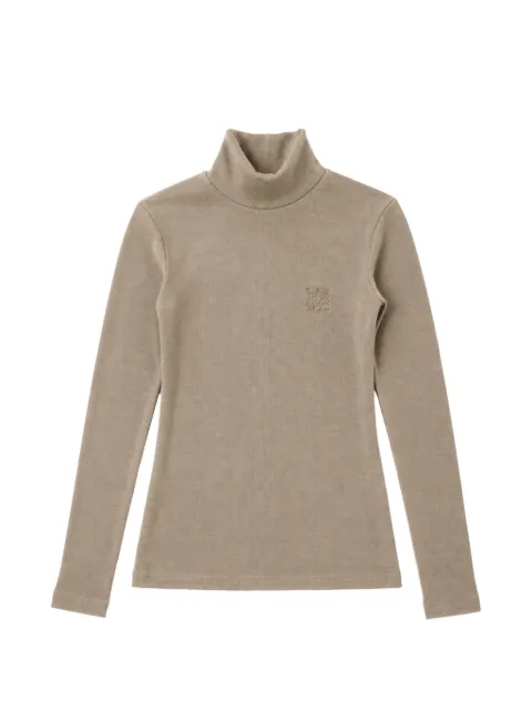 Max Mara logo-embroidered roll-neck top Brown 2621946032