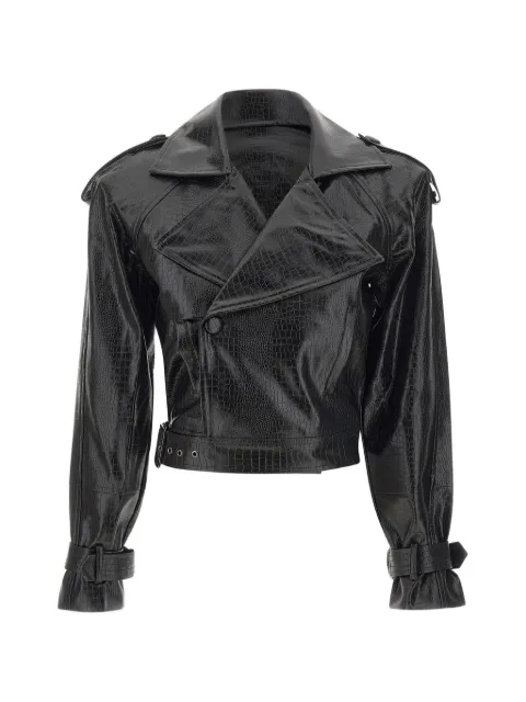 TWENTY FOURHAITCH New Bulut crocodile-effect double-breasted jacket Black A0216NER