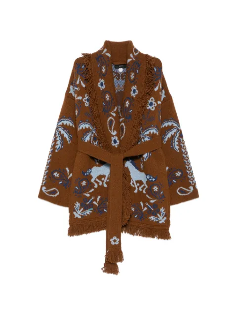 Alanui Island Roots Foulard cardigan Brown LWHB064E26KNI0036442