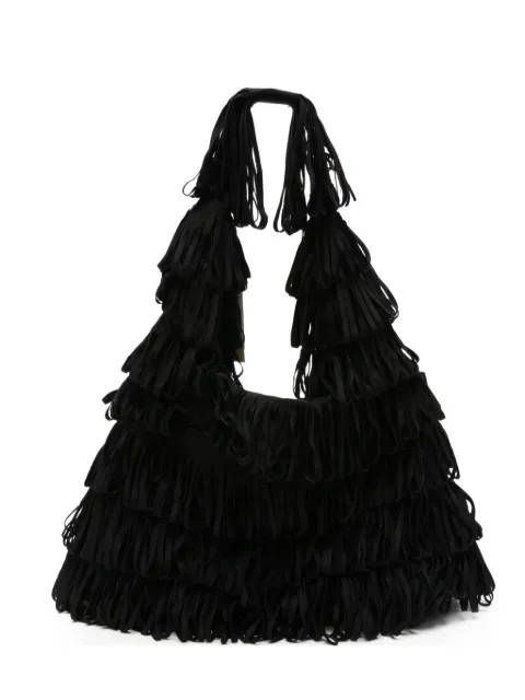 la milanesa fringe-trimmed Capucine clutch bag Black CAPUCINERA