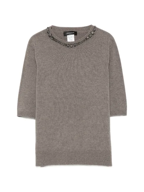 Fabiana Filippi crystal-embellished short-sleeve sweater Grey MAD226F490M4801276