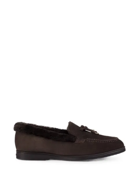 Doucal's tassel-detail shearling-trim loafers Brown DD8920JOANUM252TL03