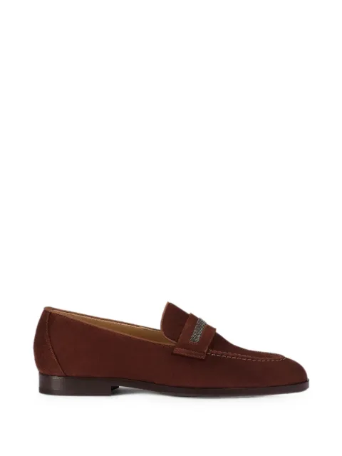 Doucal's stud-embellished suede loafers Brown DD8944ELEAUF252TM45