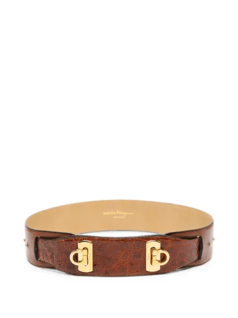 Ferragamo Pre-Owned 1980s Gancini crocodile-effect belt Brown SF350COR