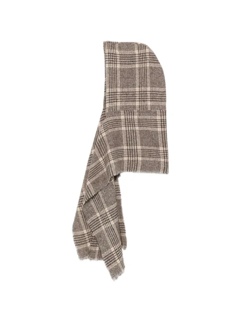 Destin check hooded scarf Brown MEGACAPPBR