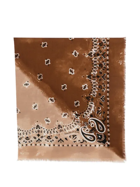 Destin paisley-print frayed-detail scarf Brown JILQDIAGO