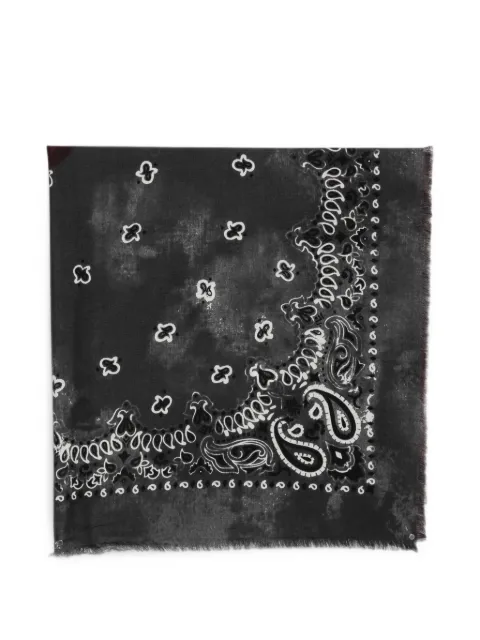 Destin paisley-print frayed scarf Black JILQUADIALA