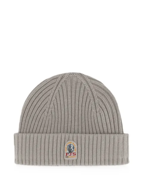 Parajumpers logo-patch ribbed beanie hat Grey 26WMPAHAHA700137