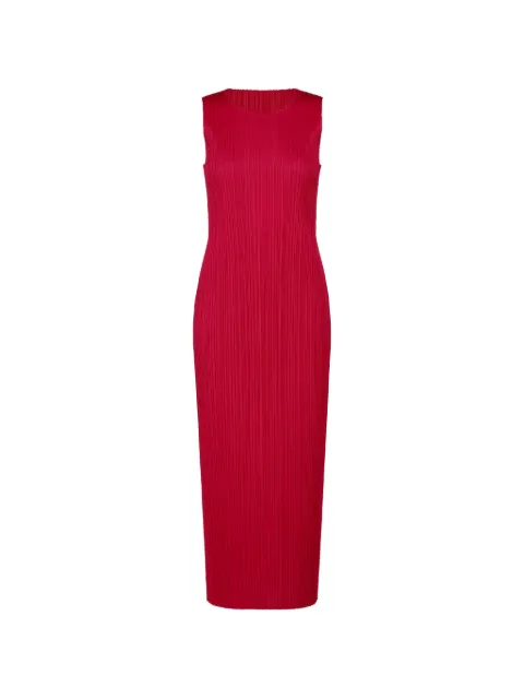 Pleats Please Issey Miyake Basics pleated sleeveless maxi dress Red PP66JH410