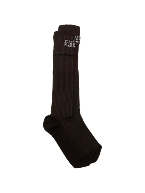 MM6 Maison Margiela logo-print ribbed socks Brown S62TL0054M13244