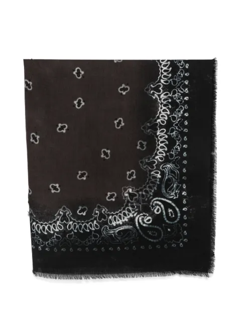 Destin paisley-print frayed-detail scarf Black JILQHAND