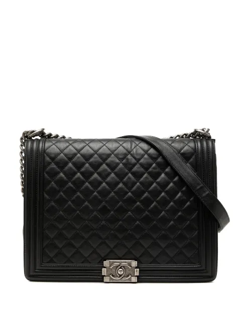 CHANEL Pre-Owned 2012-2013 Large Quilted Lambskin Boy Flap crossbody bag Black 4PC7M7PAUG7INFFG